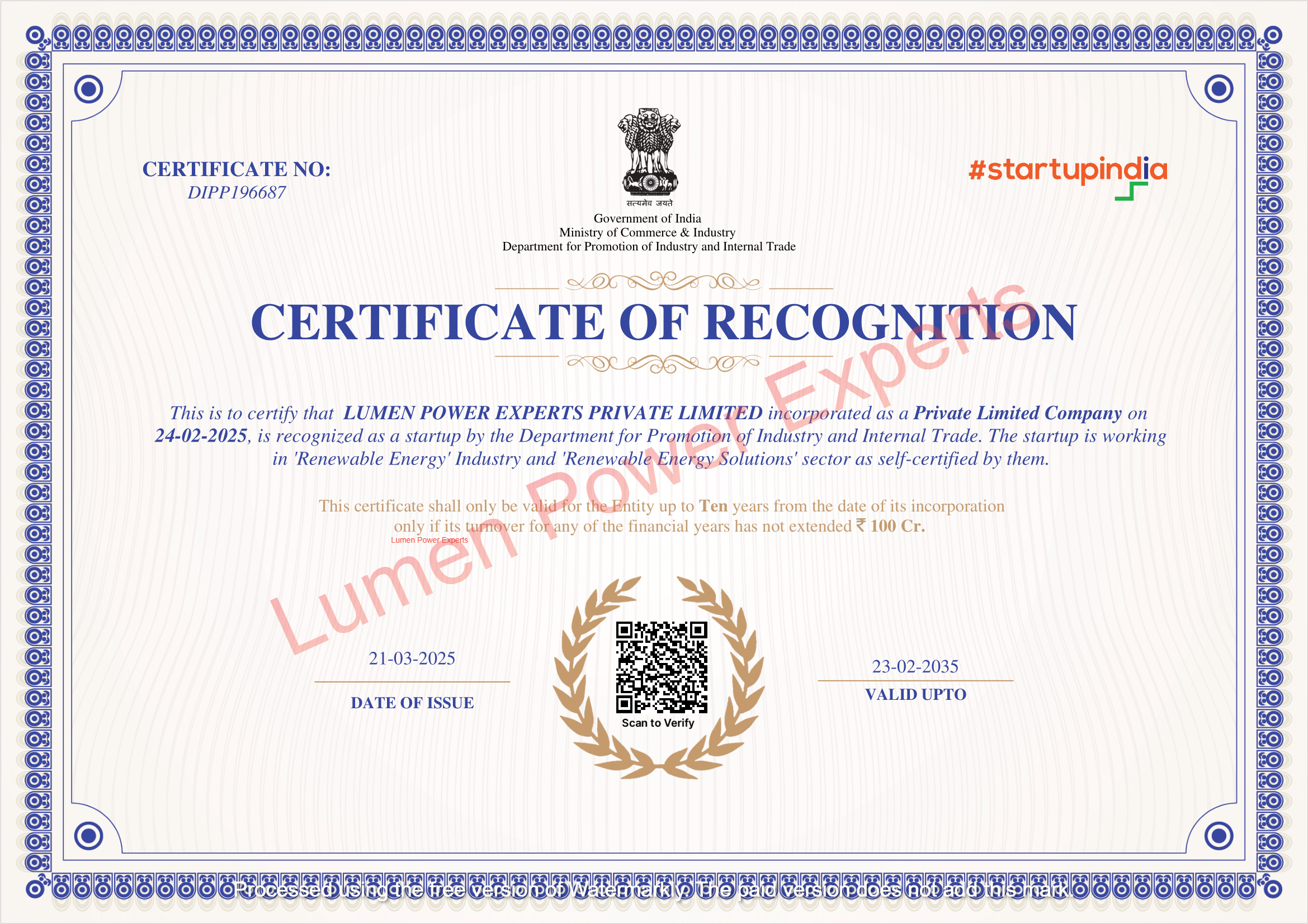 Certificates of Recognition 